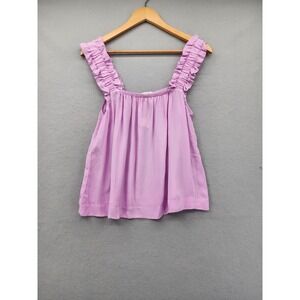 ON 34TH Purple Ruffle Strap Tank Top Blouse Square Neck‎ Viscose Size Small NWT